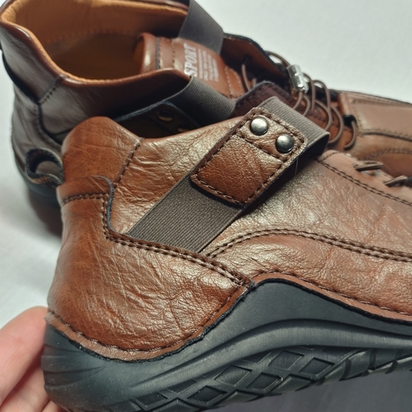 Sport Mens Brown Soft Leather Ankle Casual Shoes Slip On Size 44 main image 6